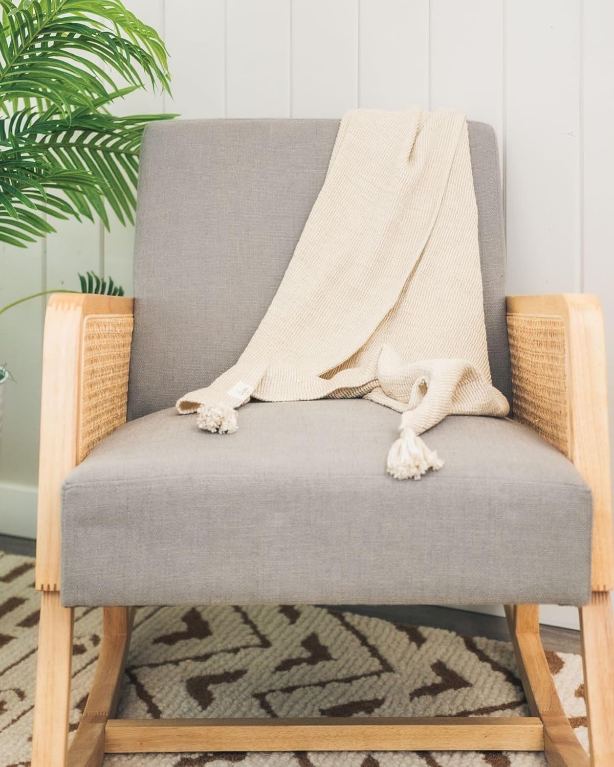 Crane Baby Hazelwood Luxe Blanket, Soft Cotton Nursery and Stroller Blanket, Cotton and Cashmere, 36" x 36"