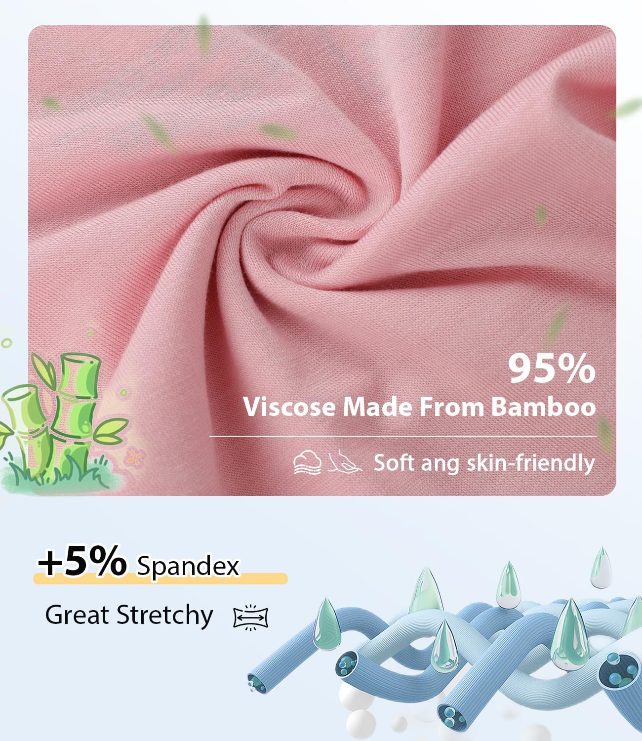 BAMBOO COOL Girls Underwear Kids Soft Skin-friendly Panties Breathable Lightweight Briefs For Teens 6-14 Years 6 Pack