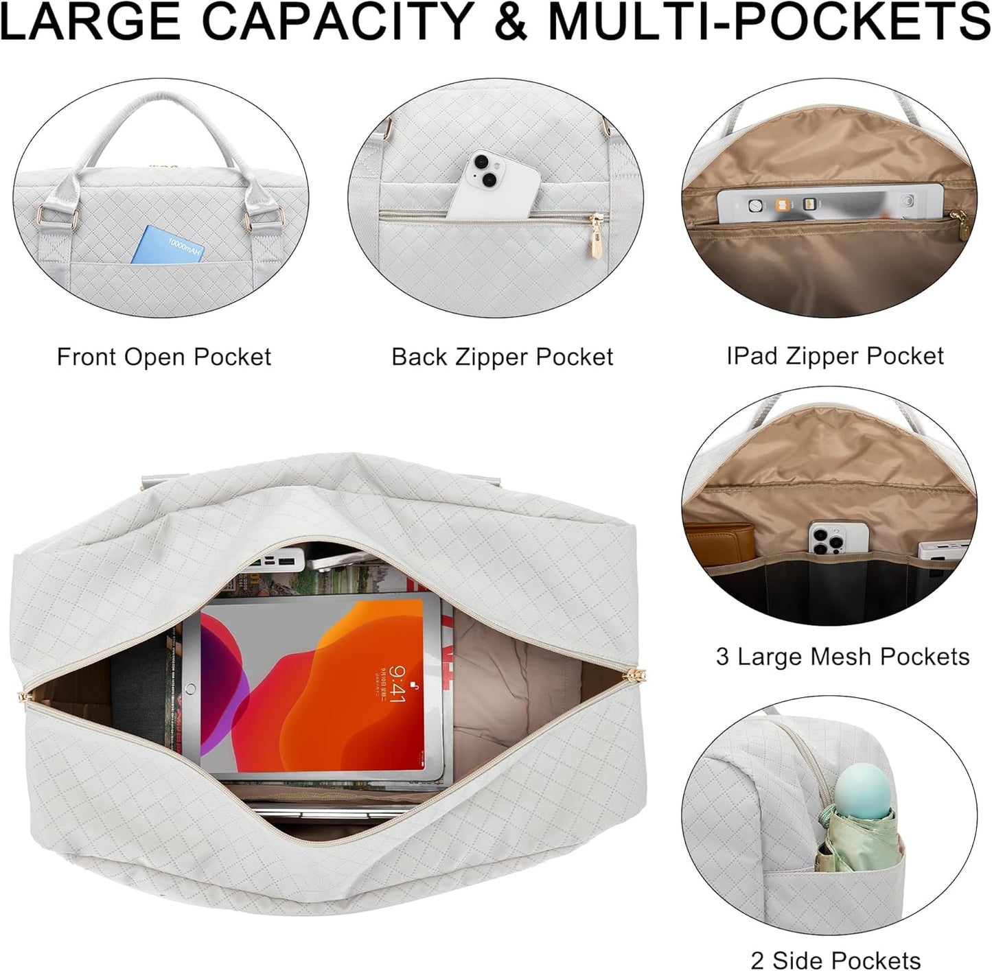 Soperwillton Women Travel Duffel Bags Carry On Overnight Bag with Shoe Compartment & Toiletry Pouch Gym Bag with Wet Pocket