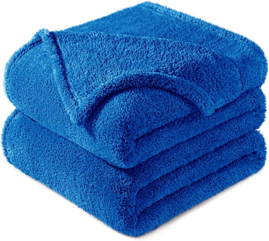 Exclusivo Mezcla Queen Size Flannel Fleece Blanket, Super Soft Velvet Plush Bed Blanket, Fuzzy Cozy and Warm for All Seasons, 90x90 Inches, Cobalt Blue