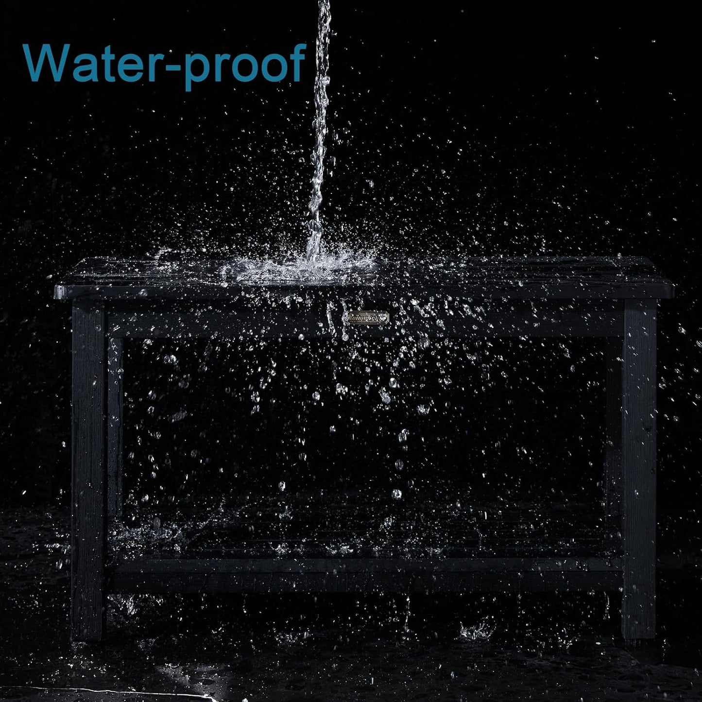 30'' Waterproof Shower Stool, Poly Lumber Shower Bench Seat for Shaving Legs, HDPS Plastic Bath Chair Seat, Non-Slip & No Maintenance, Black, Weight Capacity 700LBS (30 x 13 Inches)