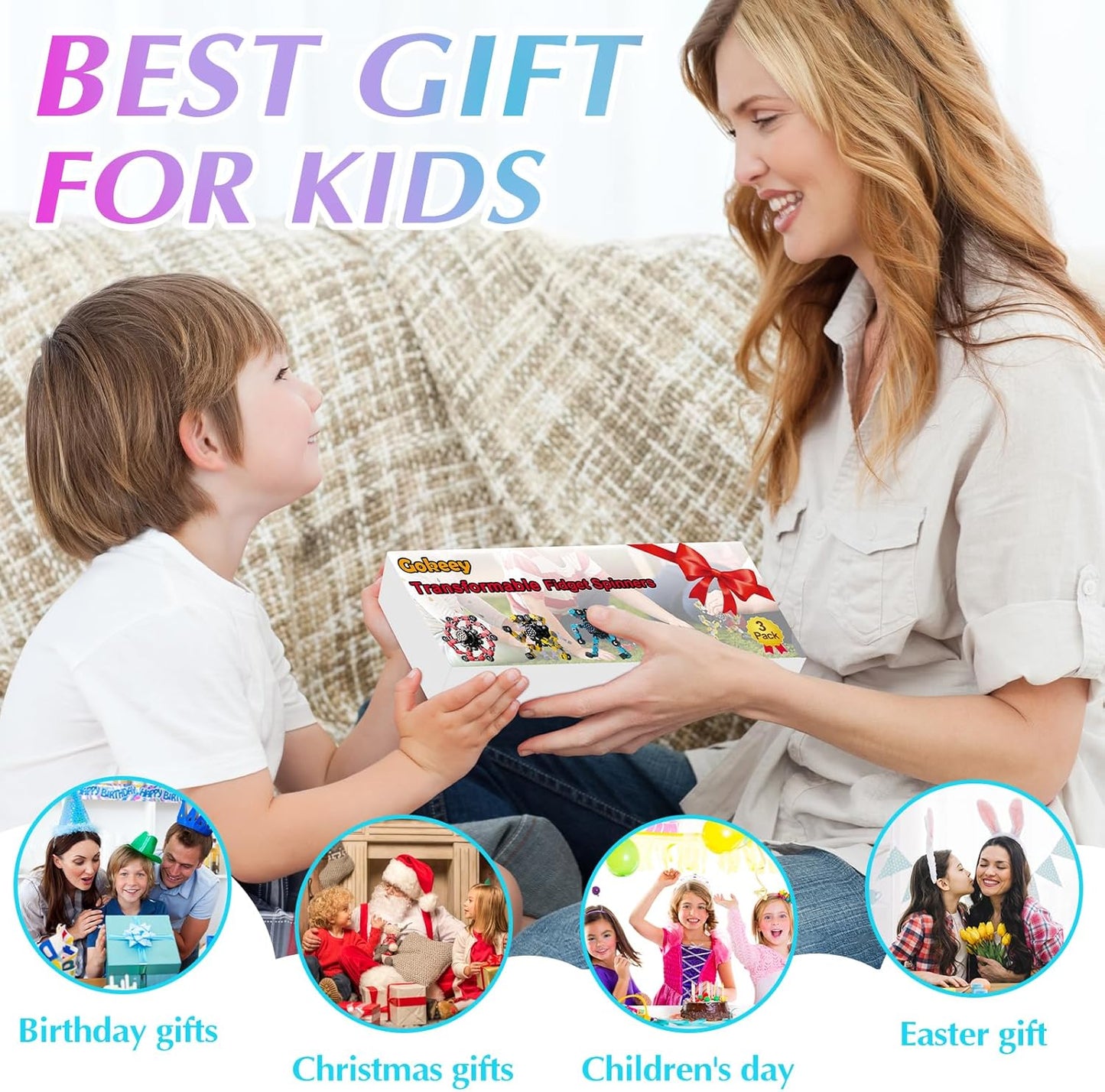 Transformable Fidget Spinners for Kids and Adults Stress Relief Sensory Toys for Boys and Girls Fingertip Gyros for ADHD Autism for Kids (Fidget Toys 48pc)