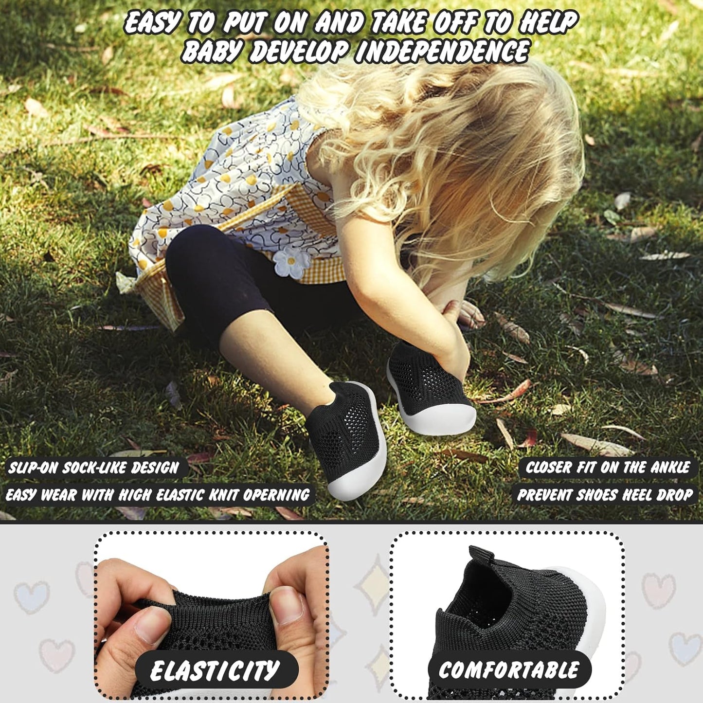 Charrost Toddler Baby Girl Boy First Walking Shoes Checkered Sneakers Sizes 3/4/5/6/7/8T. Soft, Cute,Flexible for First Walkers. Non-Slip, Slip On, Wide Toe Box Indoors Outdoors