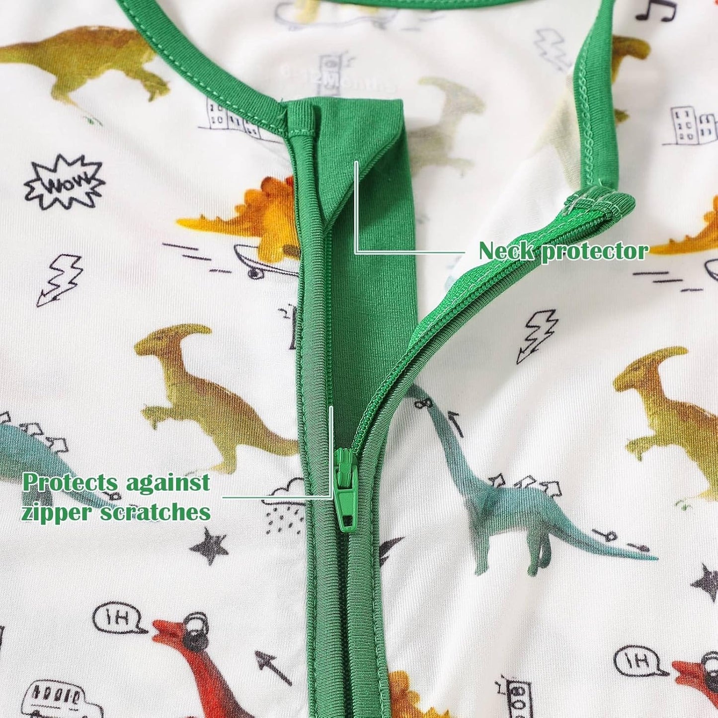 OPAWO Bamboo Baby Pajamas 3 Pack, Double Zipper Bamboo Sleepers for Baby Boy Girl Romper, Toddler Summer Clothes Outfit 0-24M