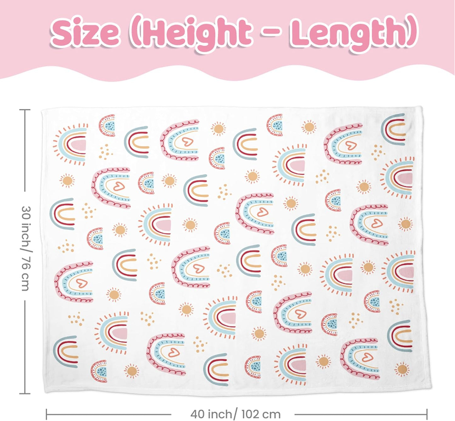 SANDJEST Rainbow Kid Blanket for Girls - 30 x 40 Kids Minky Blanket - Gifts for Kids on Birthday Christmas Nursery Bedroom Decor