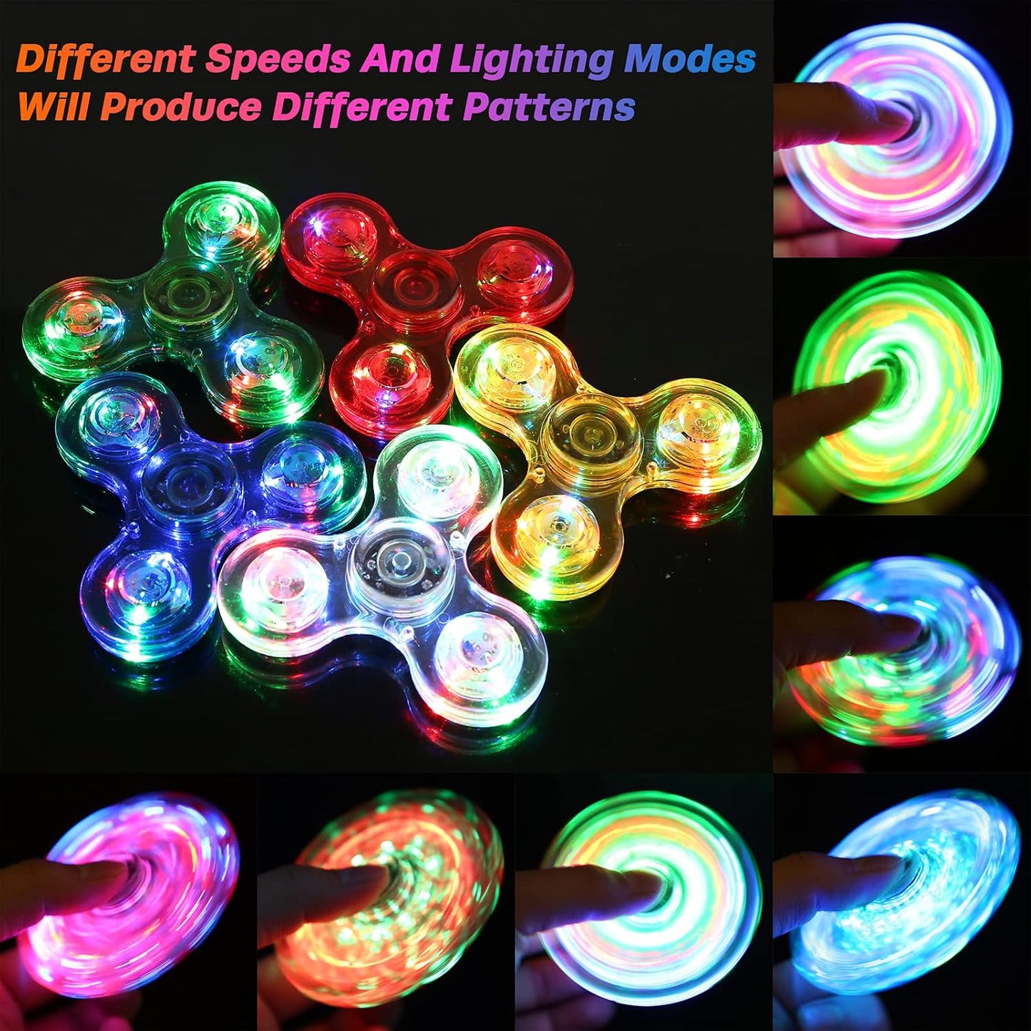 Gigilli 12 Packs Fidget Spinners for Kids Adults, Light up Party Favors Goodie Bags Stuffers for Kids 8-12, Stress Relief Fidget Toys Bulk Glow in the Dark Party Supplies, Fidgets for Classroom Prizes