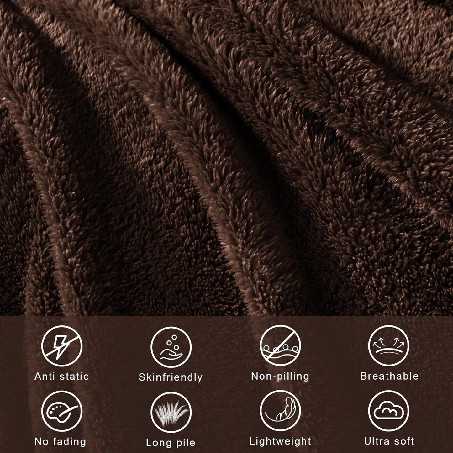 Exclusivo Mezcla Soft Fleece Throw Blanket for Couch, Super Soft Velvet Plush Bed Blanket, Fuzzy Cozy and Warm for All Seasons, 50x60 Inches, Coffee