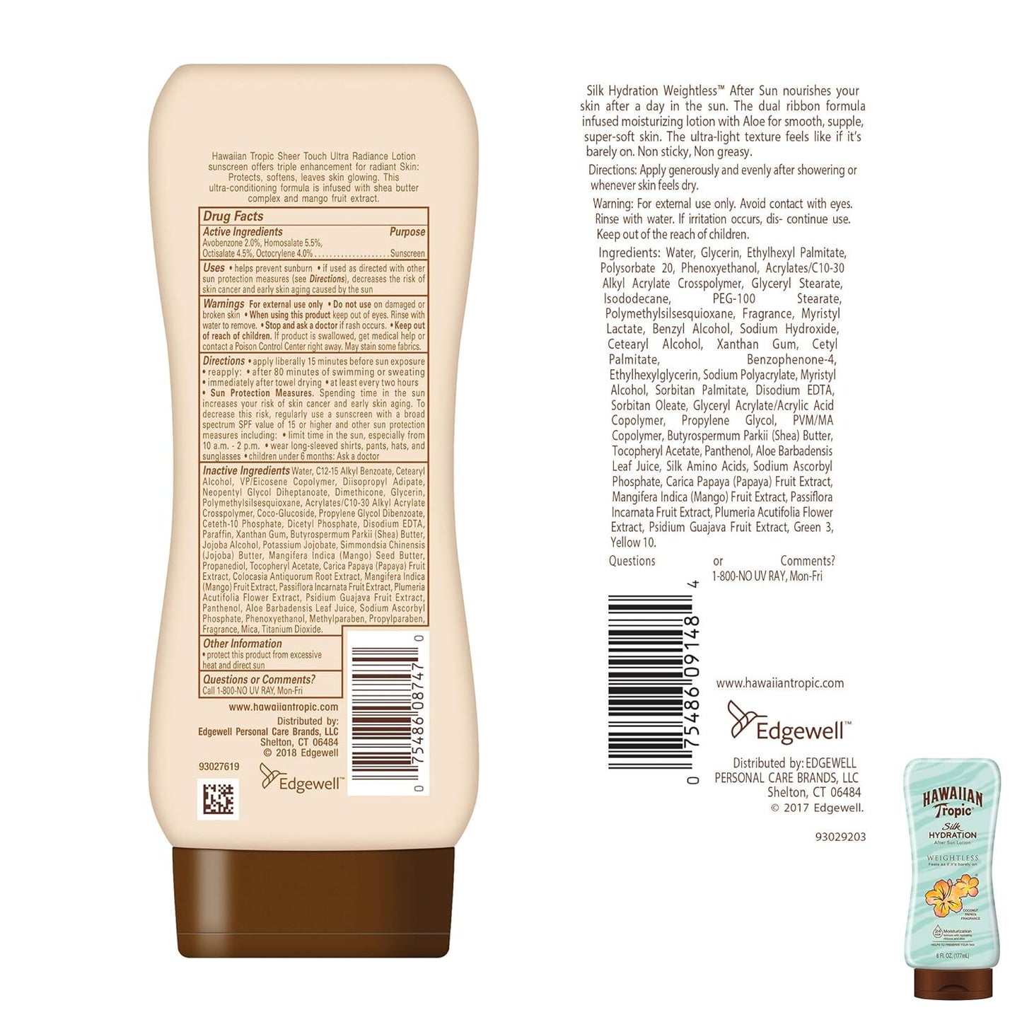Hawaiian Tropic SPF 30 Broad Spectrum Sunscreen and After Sun Pack with 8oz Sheer Touch Moisturizing Sunscreen Lotion and 6oz Silk Hydration Weightless After Sun Lotion