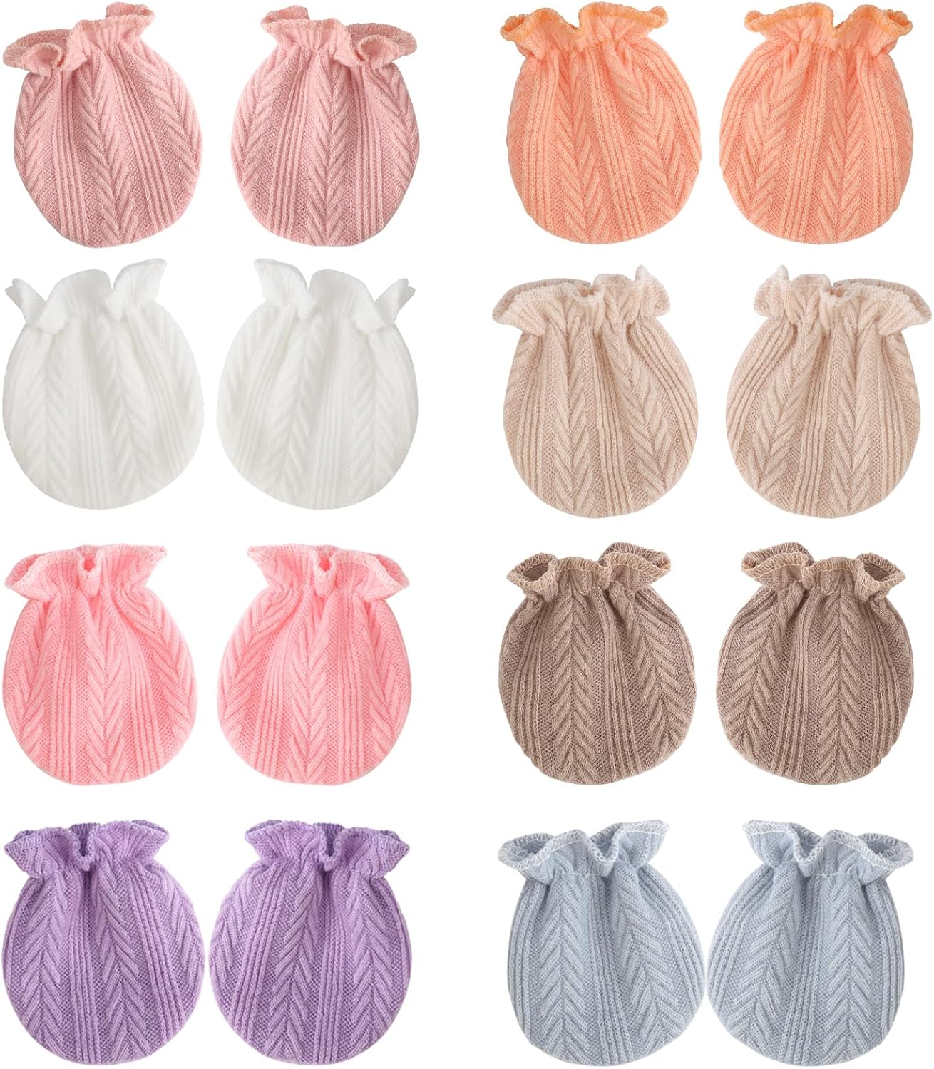 BQUBO Newborn Infant Toddler Mittens No Scratch Cotton Elastic Wrist Gloves Hypoallergenic for 0-6 Months Baby Boys Girls