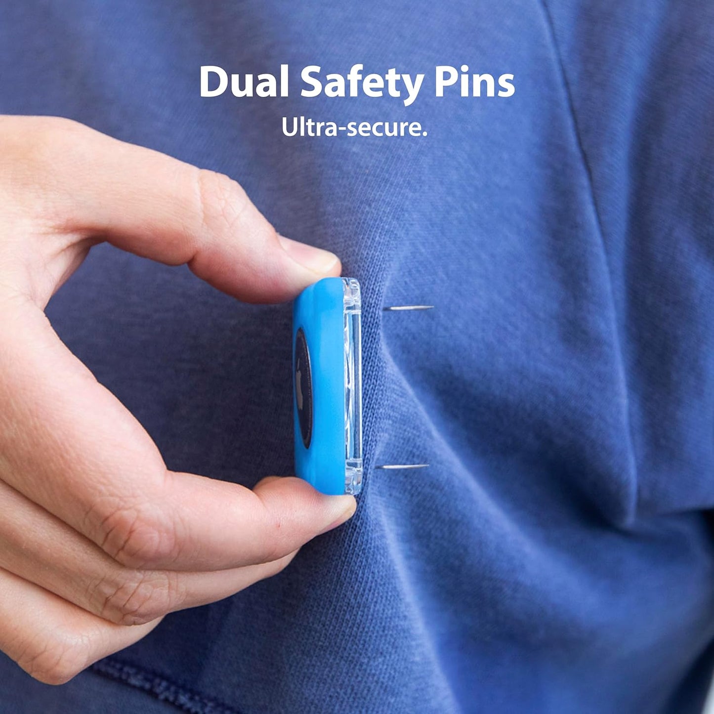 Elevation Lab TagVault AirTag Dual Safety Pin (Pack of 2) - The Most Secure AirTag Holder for Kids, Low-Profile, Doesn't Dangle, Elevation Lab - Blue, Red