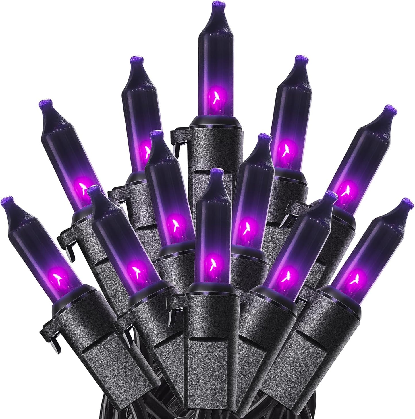 woohaha Halloween Purple String Lights,50 Mini Fairy Lights Set,Plug in with Black Wire 11Ft Traditional Halloween Holiday Decor for Indoor，Home, Christmas Tree, Bedroom, Patio, Wedding