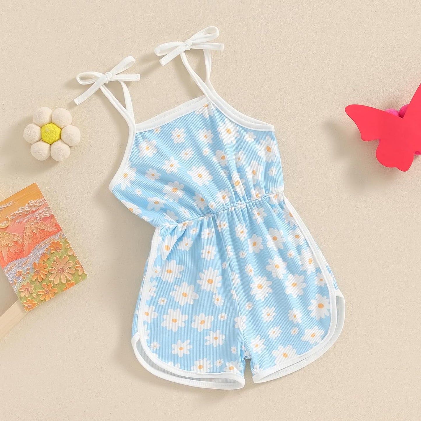 WZTYYDS Toddler Baby Girl Summer Clothes Floral Romper Tie-Up Strap Halter Jumpsuit Infant Summer Sling Playsuit 6M-3T