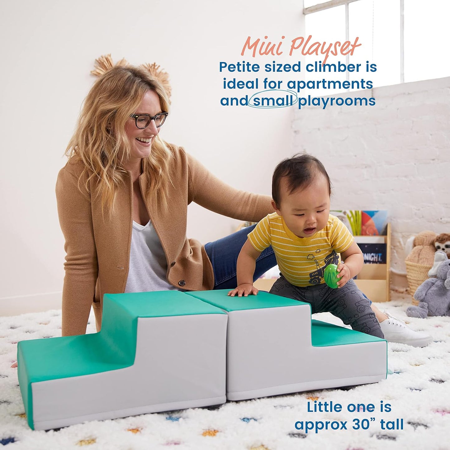 ECR4Kids SoftZone Junior Mix n' Match Step, Beginner Playset, Emerald, 2-Pack