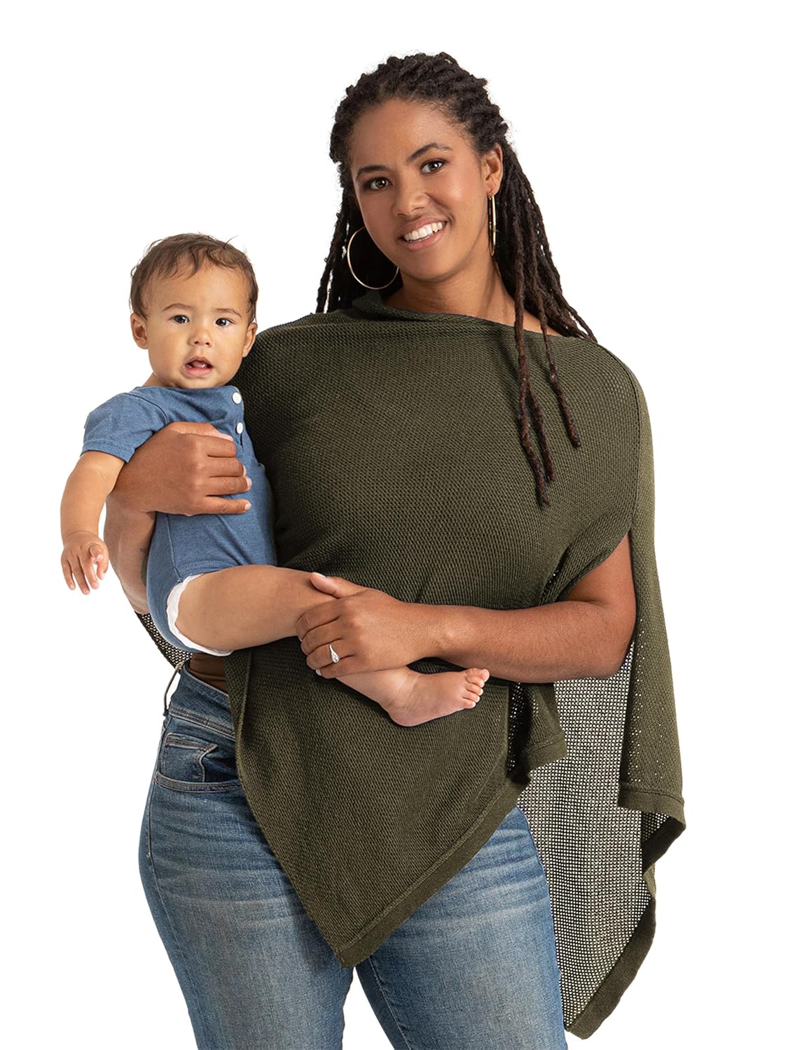 We are Amma | The Cocoon™ - Newborn Essentials Must Haves: Nursing Cover for Breast Feeding Essentials | Nursing Sweater Used as Breastfeeding Cover (Olive, One Size)