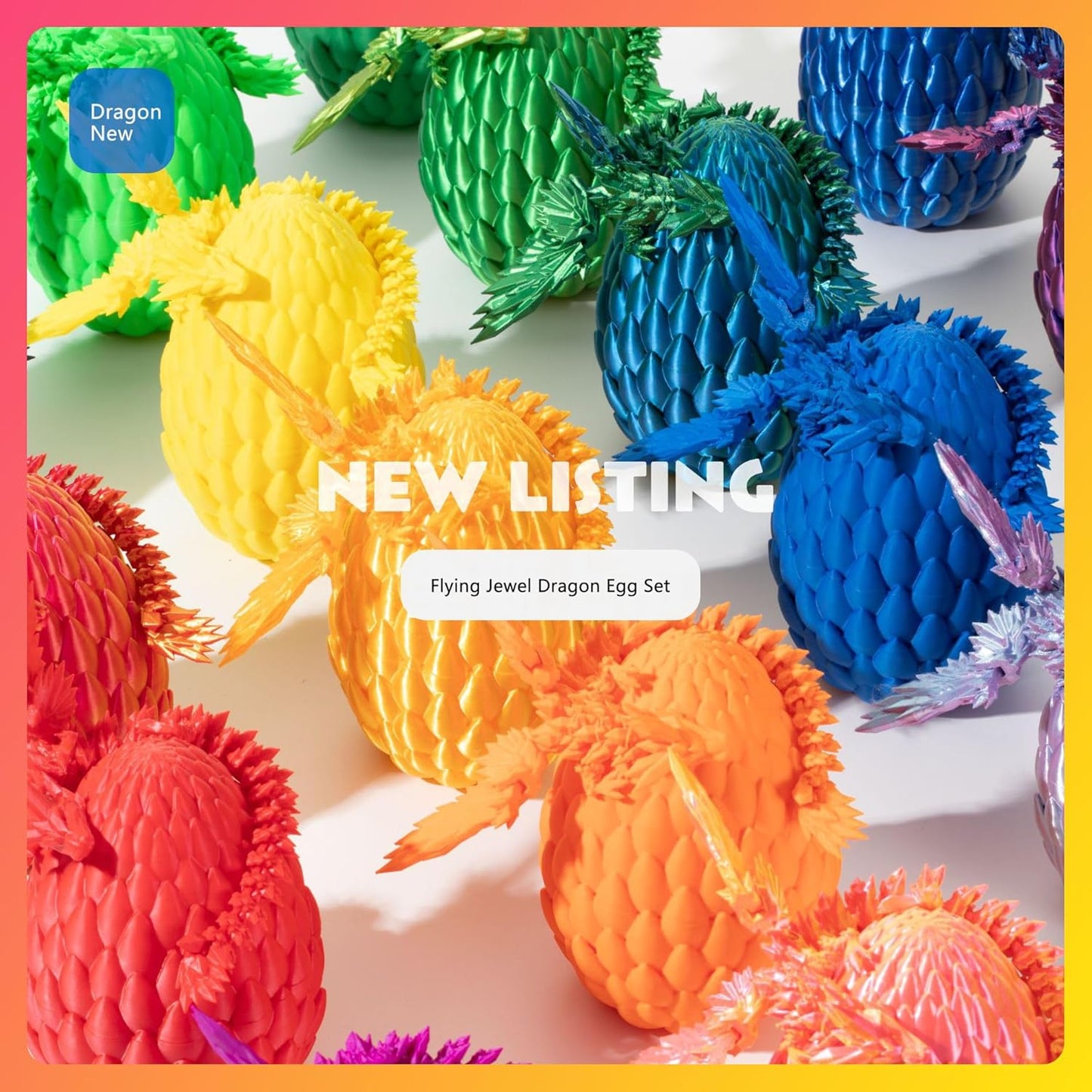 GerRit 3D Printed Dragon，Crystal Dragon，3D Printed Stuff，Dragon Fidget Toy，3D Dragon Eggs with Dragon Inside，Home Office Decoration, Administrative Desk Toys (Laser Green)