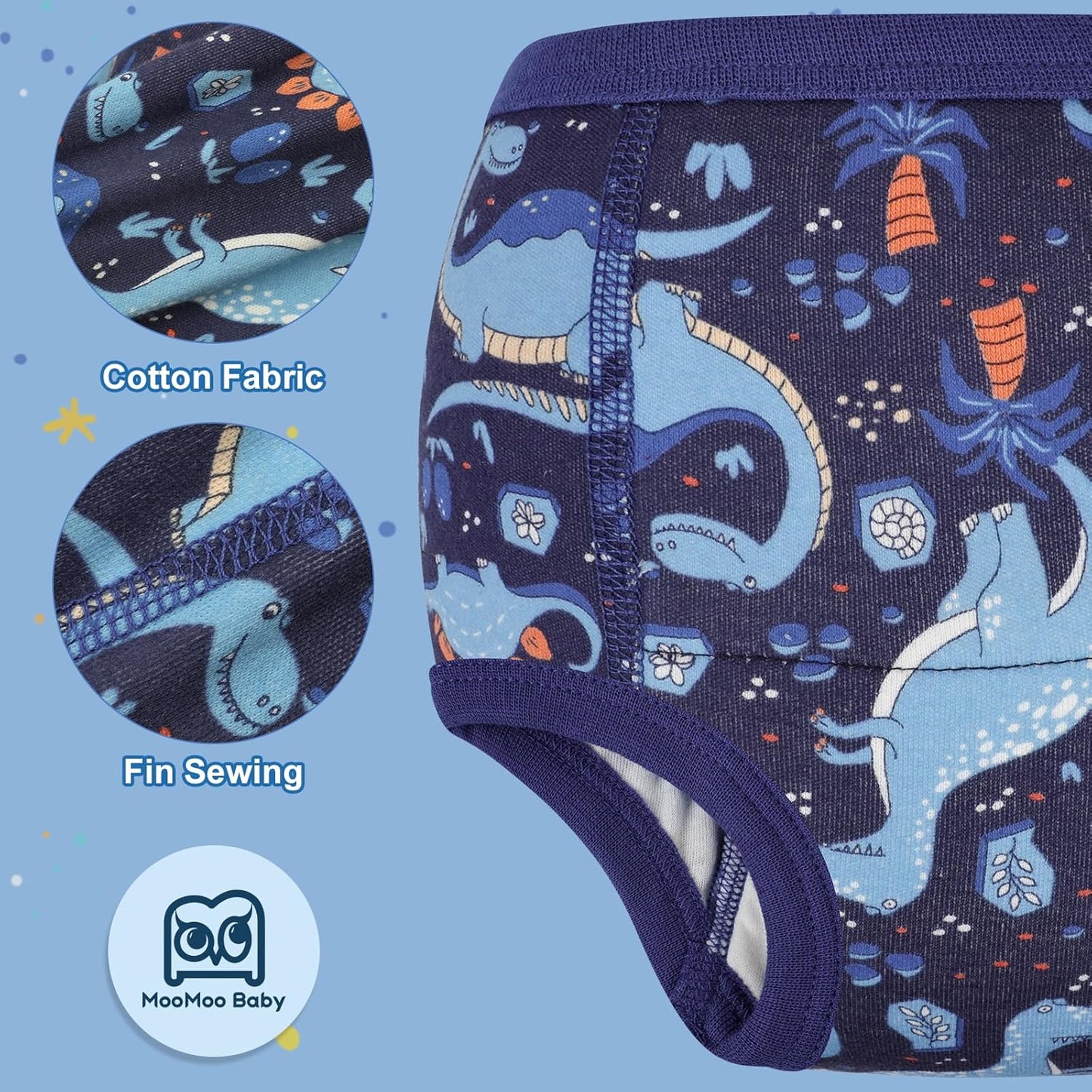 MooMoo Baby Absorbent Potty Training Pants 8 Packs Cotton Training Underwear for Boys 4T