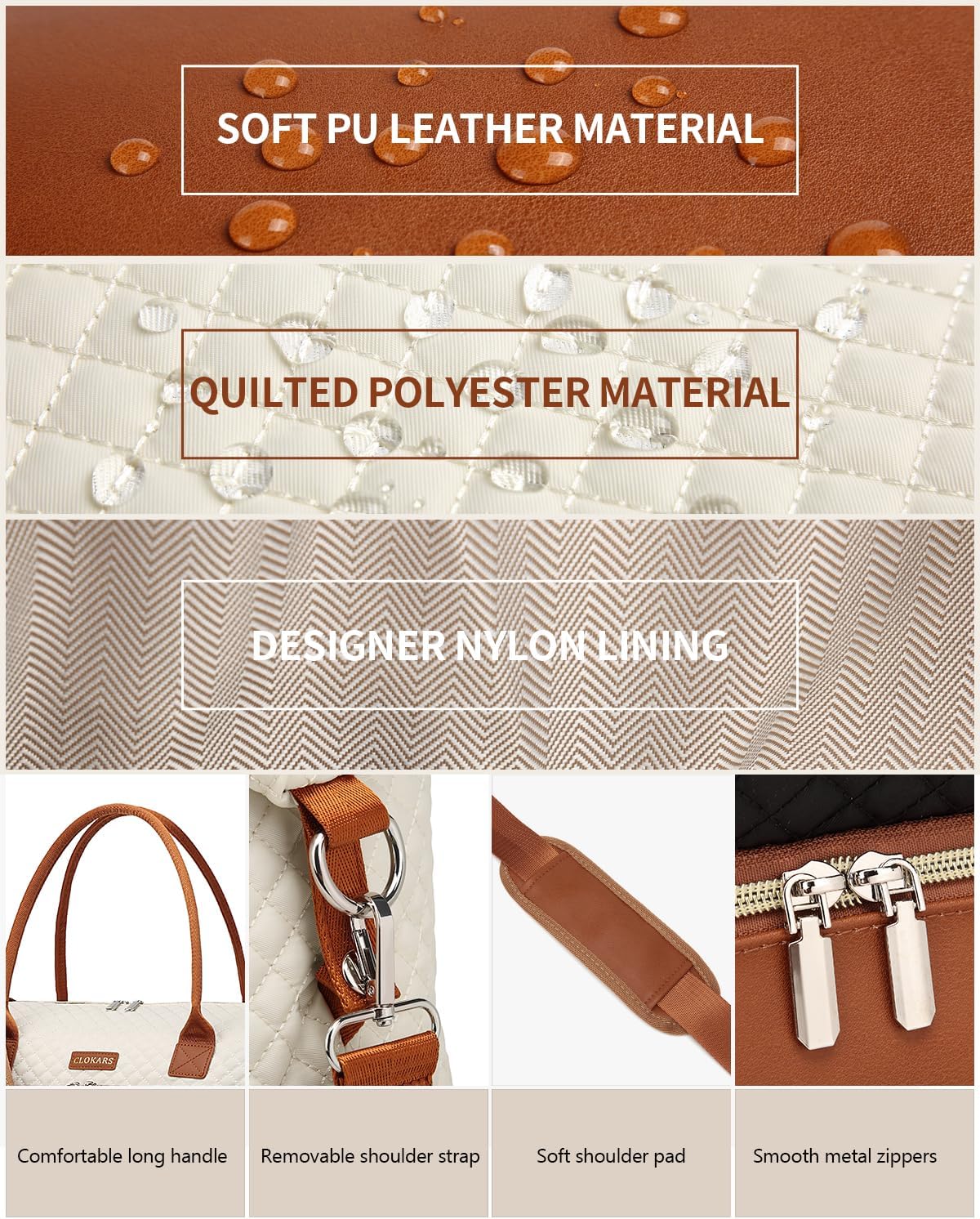 Weekender Bags for Women, Travel Duffle Bag Carry On Overnight Bag with Cosmetics Bag and Crossbody Purse for Gym Hospital, Gifts for Women, Beigeblack Brown