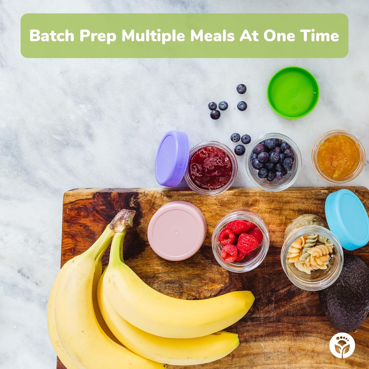 WeeSprout Glass Baby Food Storage Jars w/Lids (8 oz, 8 Pack Set) Snack, Puree, Reusable Small Containers, Breast Milk, Fridge or Freezer, Microwave & Dishwasher Safe, Essential Must Have for Infants