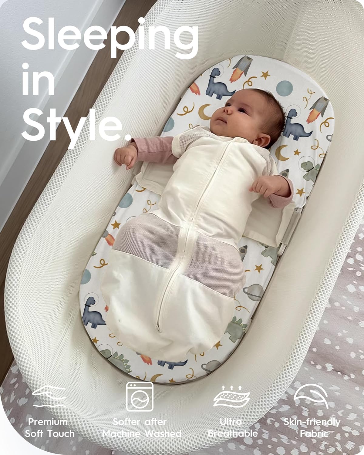 Bassinet Sheets for Baby Boy Girl, TotBasic Buttery Soft Universal Bassinet Fitted Sheet, Compatible with Halo, Mika Micky, Baby Delight, Dream On Me, Maxi COSI & More Bassinet Mattress