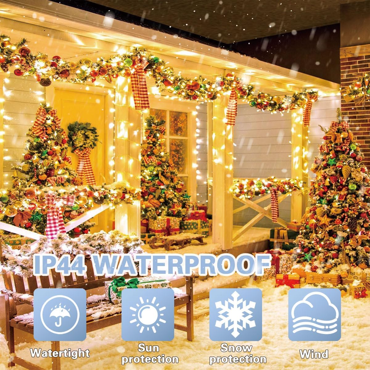 66ft Golden Christmas Decorative Mini Lights,200 LED Transparent Wire Fairy Starry String Lights Plug in,11 Lighting Modes, for Indoor Outdoor Xmas Tree Wedding Party Decoration (Yellow)