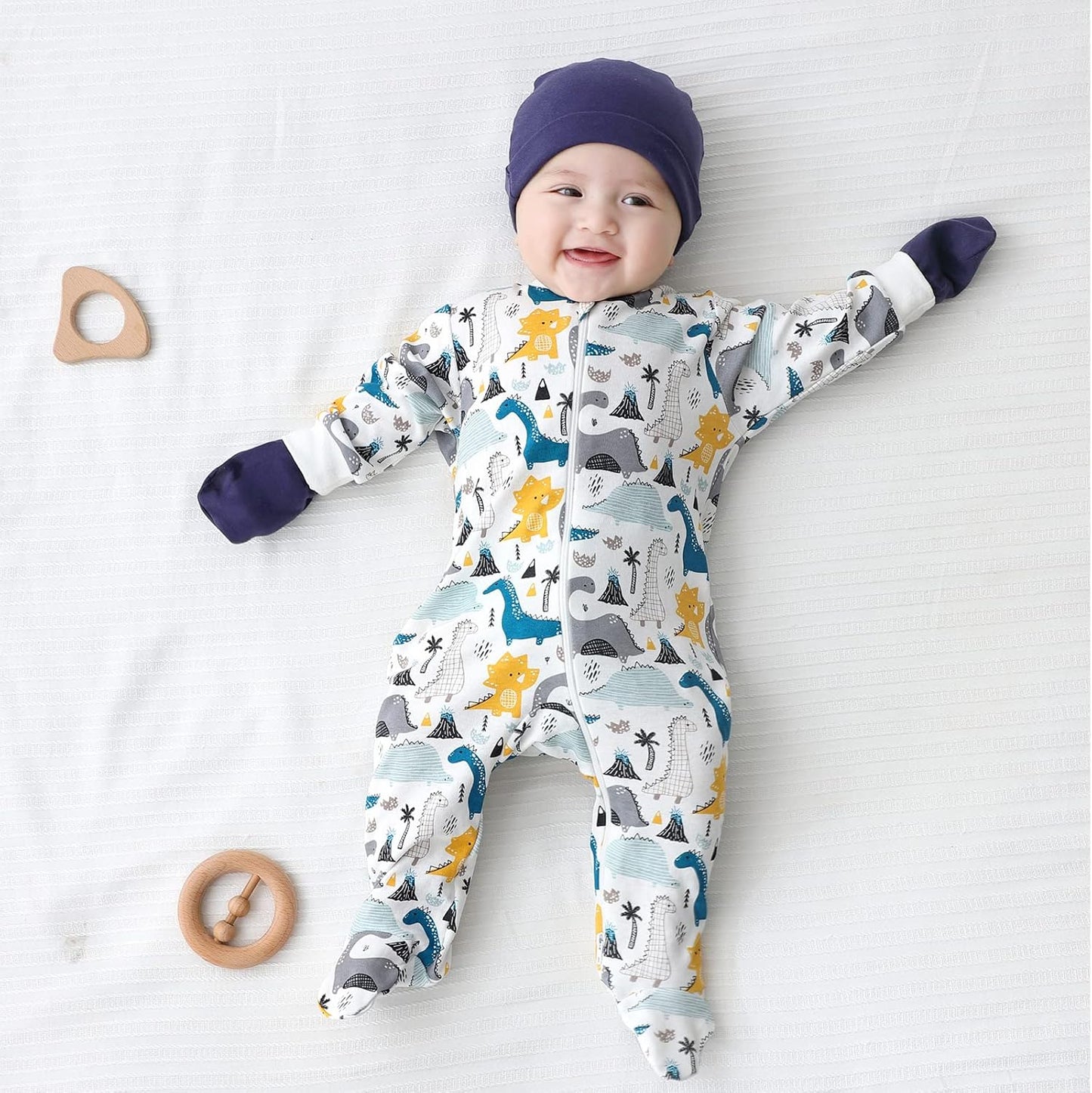 Baby Hat and Mittens Set Newborn Baby Hats Caps for Baby Boys Girls 0-6 Months 100% Cotton