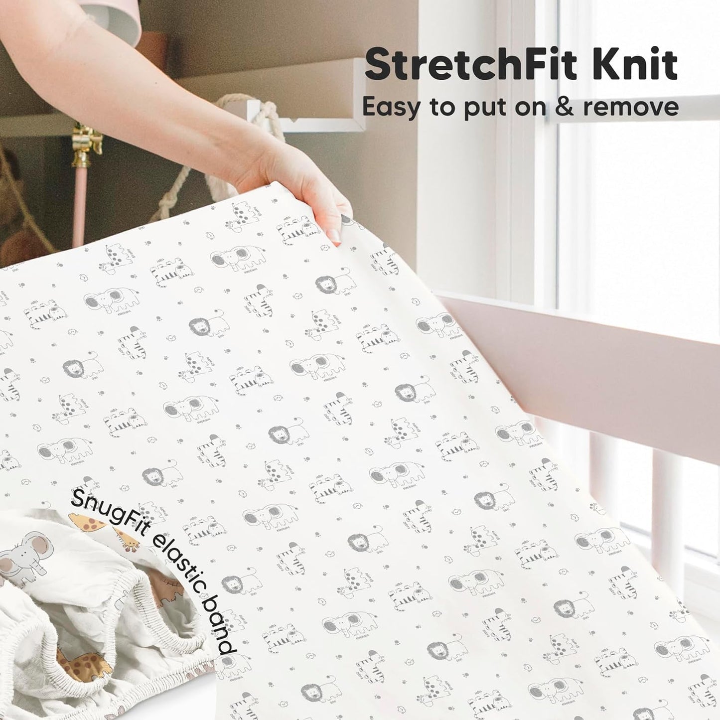 KeaBabies 2-Pack Baby Crib Sheets for Boys, Girls - 52x28 Viscose Derived from Bamboo Toddler Bed Sheets Neutral, Fitted Crib Mattress Cover for Standard Baby Bedding, Soft & Cozy (KeaSafari)