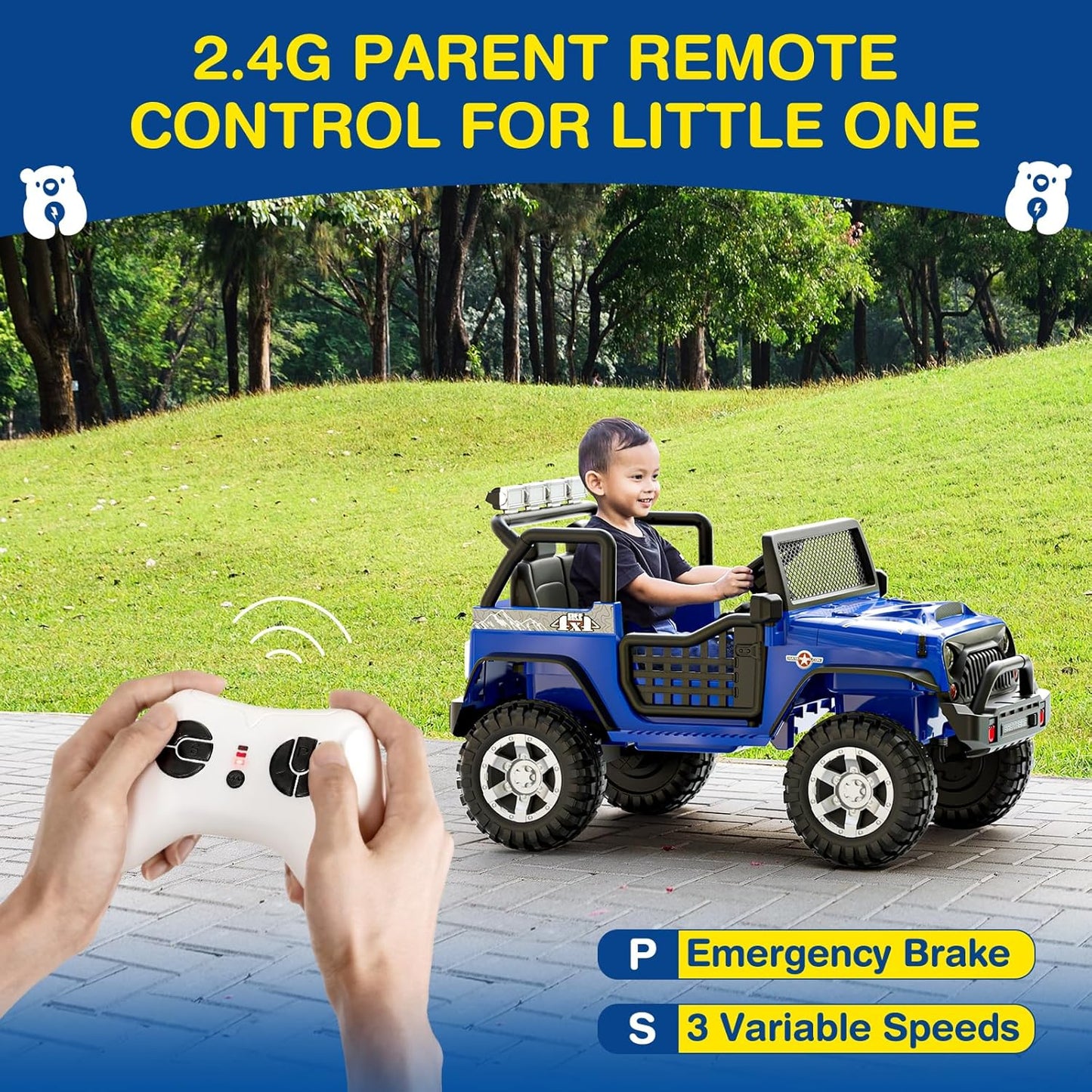 L8 2 Seater Ride On Car, 12V Kids Electric Car w/Remote Control, 4-Wheel Suspension, Bluetooth Speaker, Multi Music Modes, 3 Speeds, LED Lights, Xmas & Birthday Gift Ideas for Kids Ages 3+