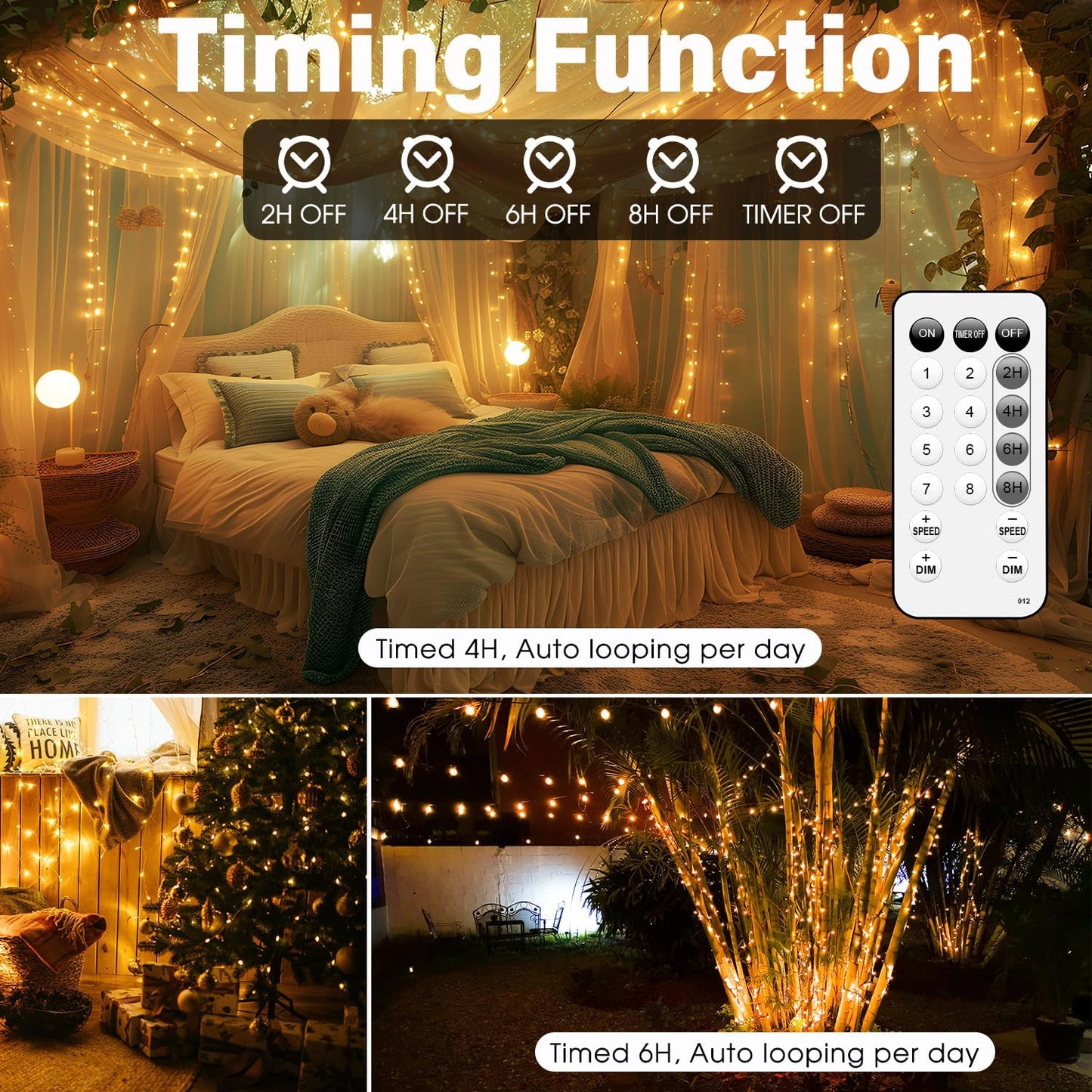 Fairy Lights Plug in 72FT 220 LED USB Twinkle Lights for Bedroom Copper Wire Lights with Remote and Timer 8 Modes, Waterproof String Lights for Dorm DIY Party Christmas Decoration（Warm White）