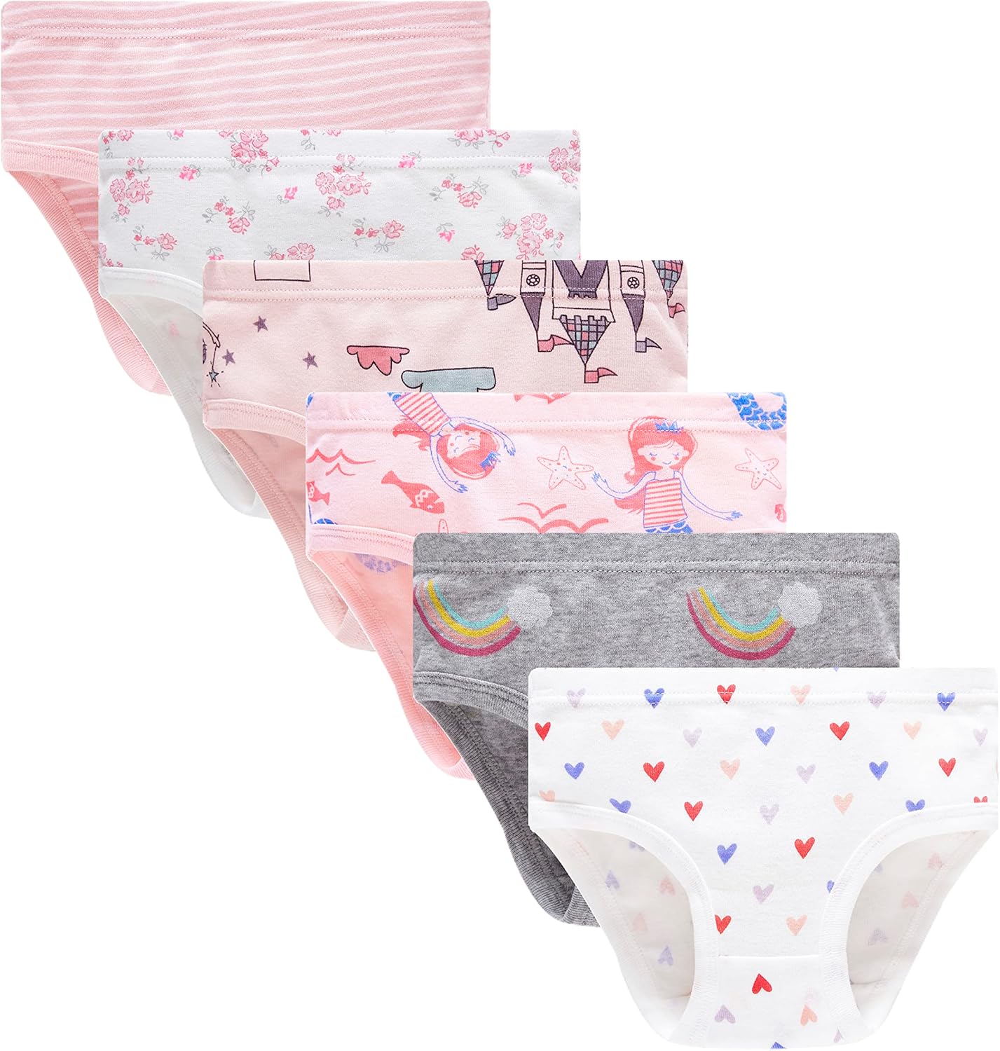 Cadidi Dinos Little Girls' Soft Cotton Underwear Kids Cool Breathable Comfort Panty Briefs Toddler Undies(Pack of 6)