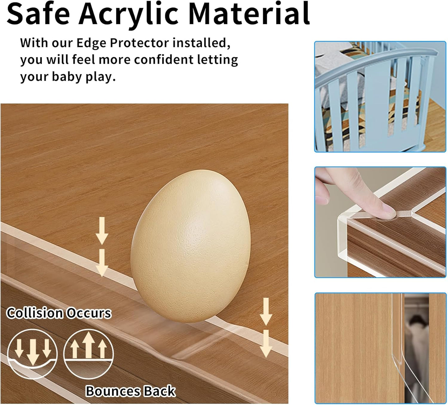 13.12 FT Edge Corner Protector Baby Proofing,Soft Clear Furniture Table Corner Guard & Edge Safety Cabinet Door Bumper,Crib Bumpers,Wall Protector(Width 2 in，Thickness 0.08 in)