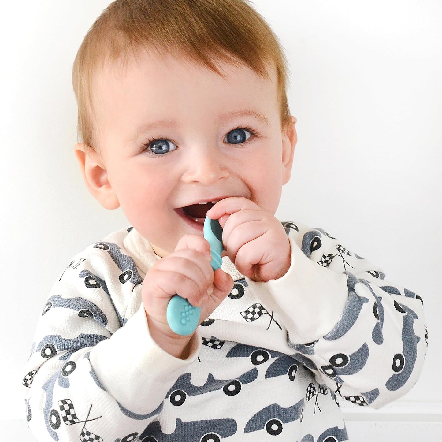 PrimaStella Silicone Chew Spoon Set for Babies and Toddlers | Safety Tested | BPA Free | Microwave, Dishwasher and Freezer Safe (Summer Rainbow Chew Spoon)