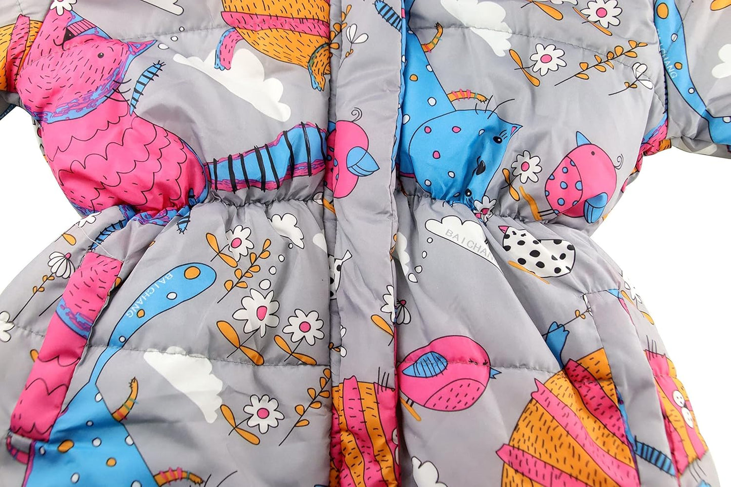 Miss Bei Girl's Winter Coat Jacket Hooded Kids Toddler Flower Print Parka Outwear Warm Cotton Puffer Hooded Jacket