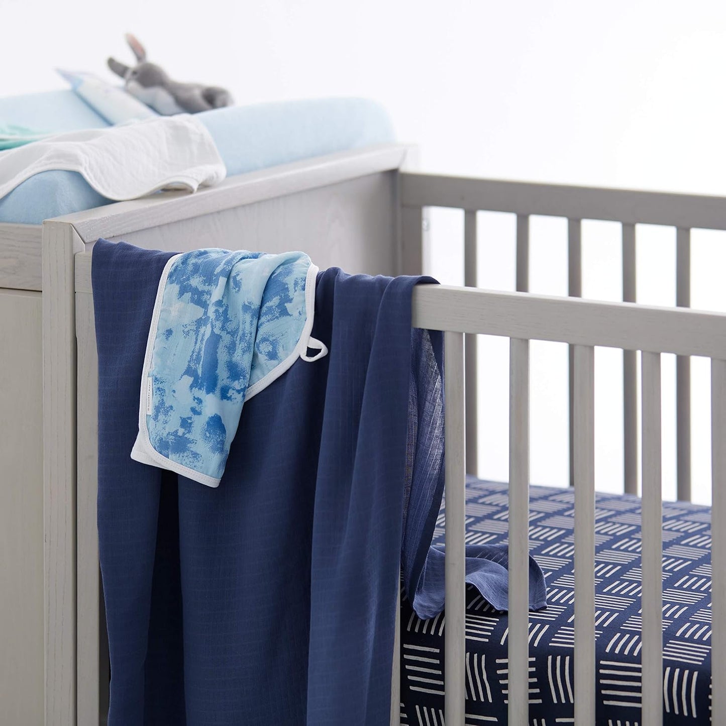 HonestBaby unisex baby Organic Cotton Changing Pad Cover and Toddler Sleepers, Light Blue, One Size US