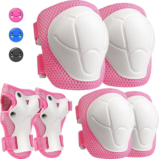 Kids Protective Gear Set, Knee and Elbow Pads with Wrist Guards for Ages 3-8 Year Toddler, 3 in 1 Enhanced Material Protective for Skating Cycling Bike Roller Scooter, Includes Organizer Bag