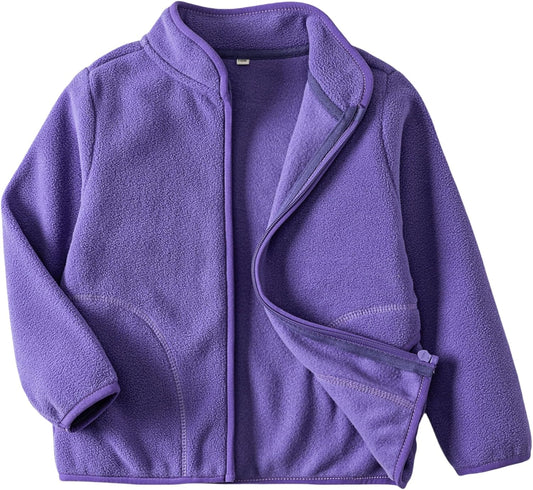 Toddler Fleece Jacket Kids Lightweight Outerwear Boys Girls Long Sleeve Fall Spring Coat 2-12 Years