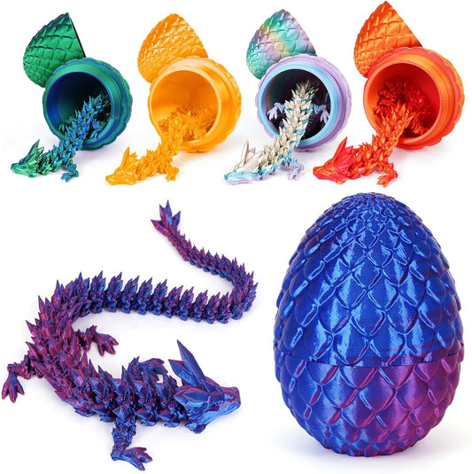 3D Printed Dragon Egg,Dragon Eggs with Dragon Inside,Crystal Dragon Fidget Toys,Full Articulated Dragon Dragon in Egg,Adults Fidget Toys for Autism ADHD（Laser Violet-12inch）