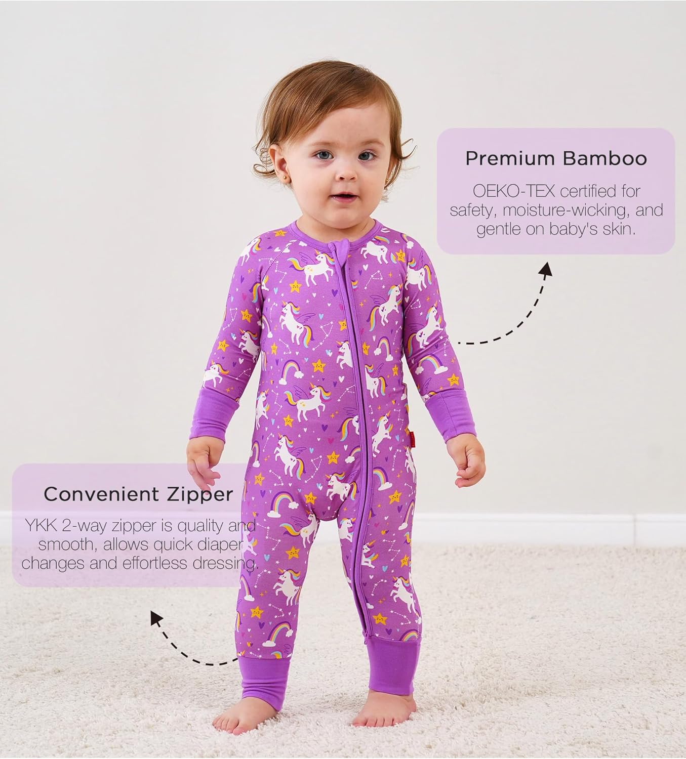 Baby One-Piece Romper Footless Bamboo Viscose Pajamas Sleepers for Baby Boys and Girls
