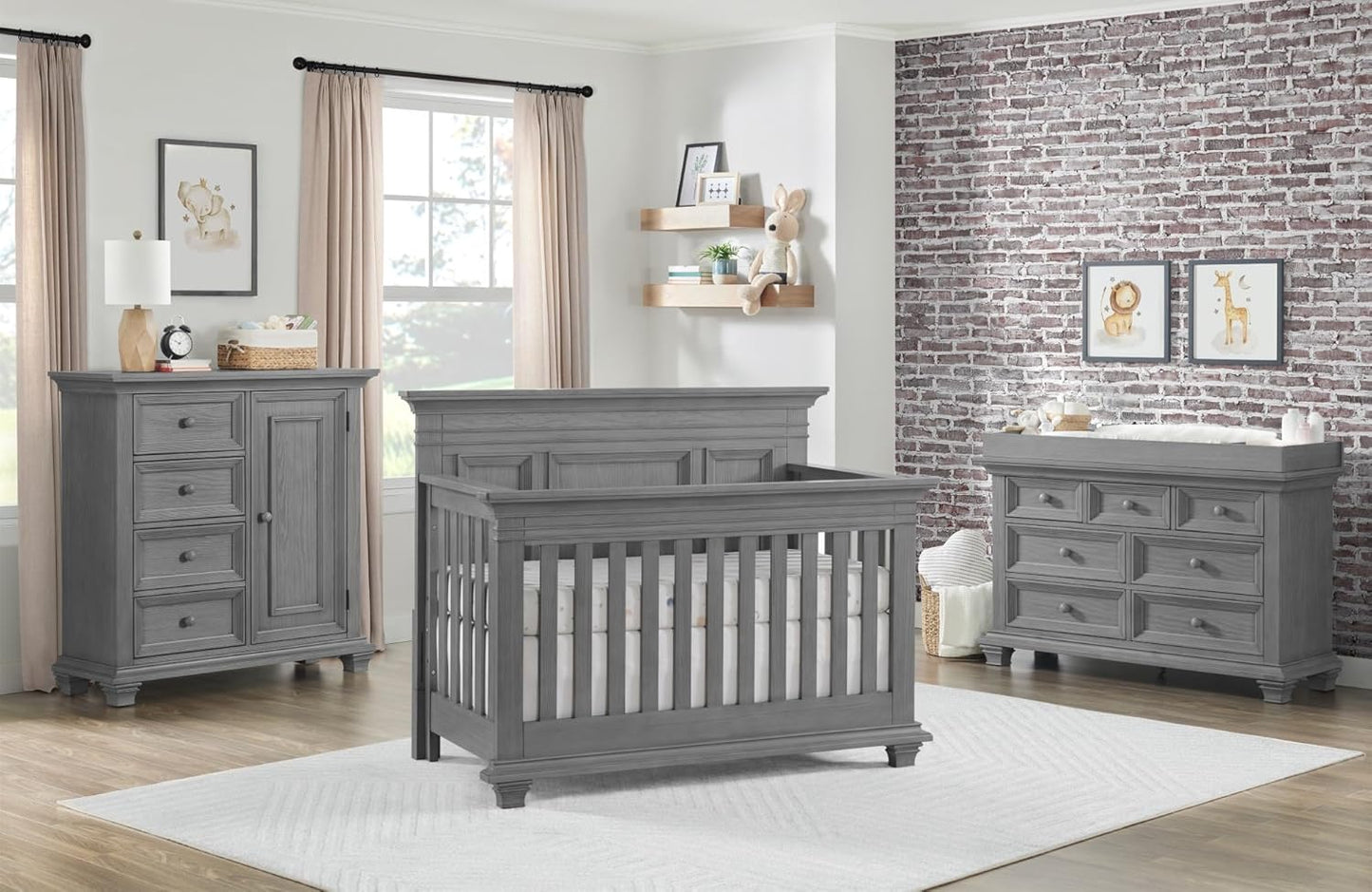 Oxford Baby Weston 4-in-1 Convertible Baby Crib, Dusk Gray, GreenGuard Gold Certified