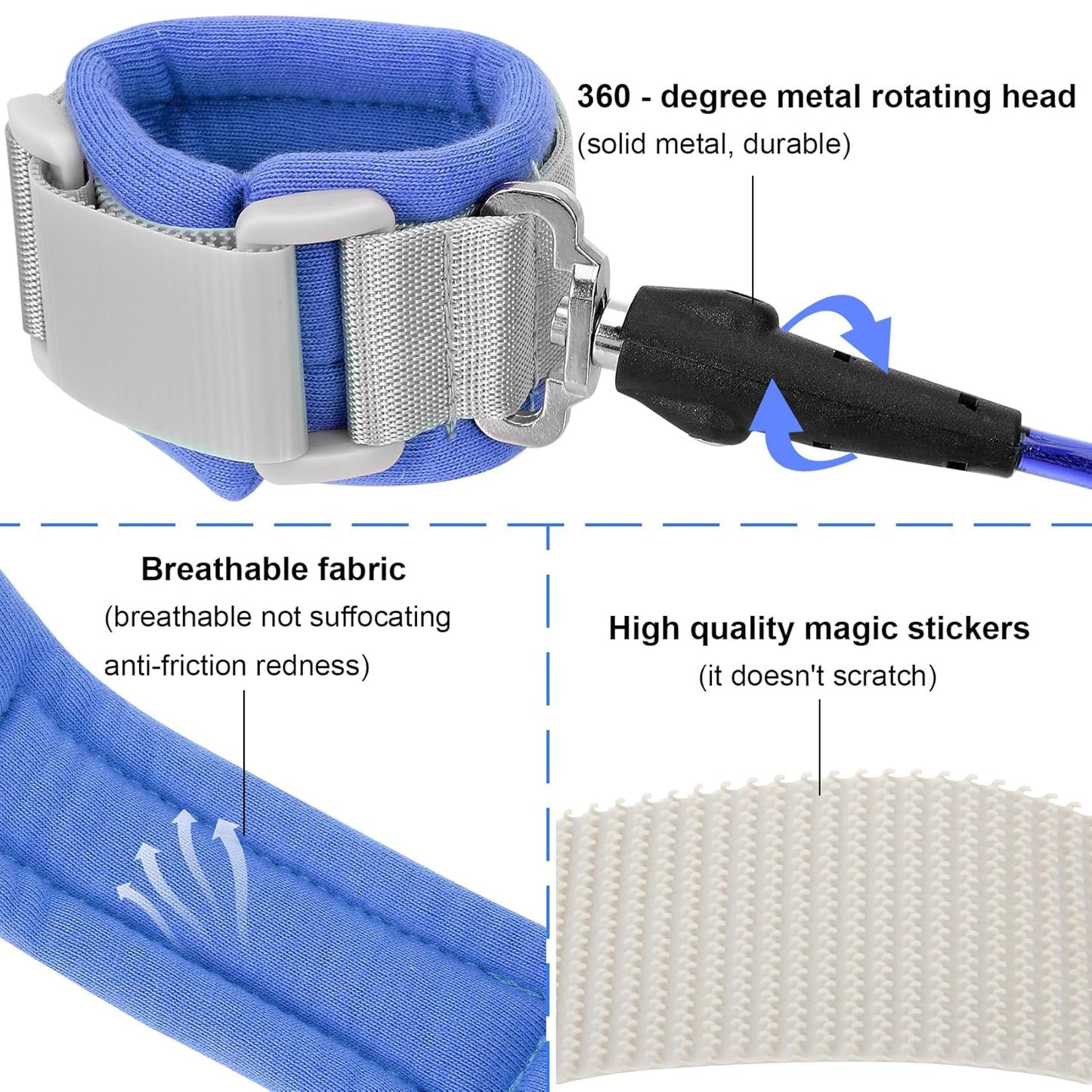 Blisstime Toddler Leash, 2 Pack Kid Leash Anti Lost Wrist Link with Key Lock Baby Leash Harness for Toddler (Blue+Pink)