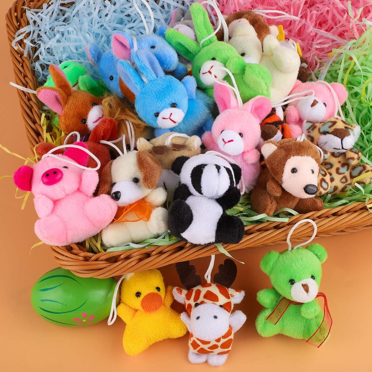 Ruisita 32 Pack Mini Plush Animals Toys Set, Jungle Animal Plush Toys Stuffed Animals Set for Easter Hunts, Basket Stuffers, Easter Party Favor, Goodie Bag Fillers