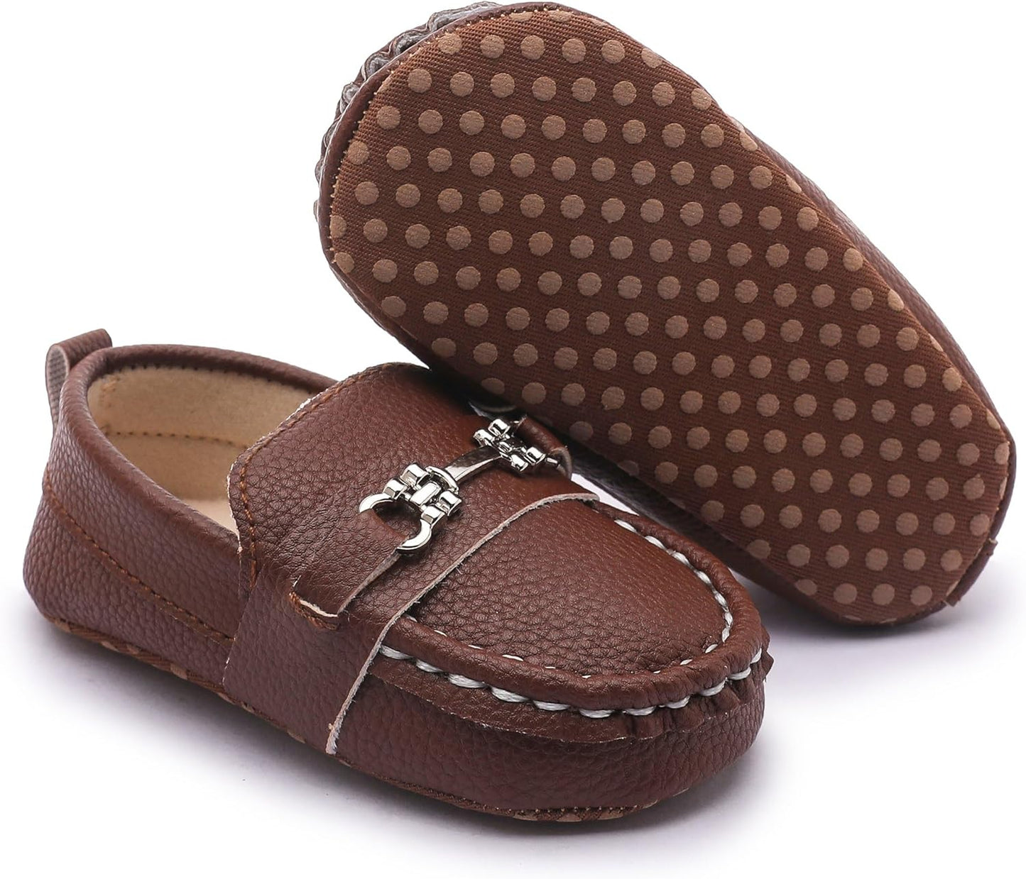 LONSOEN Baby Girls Boys Loafers Prewalker Dress Crib Shoes