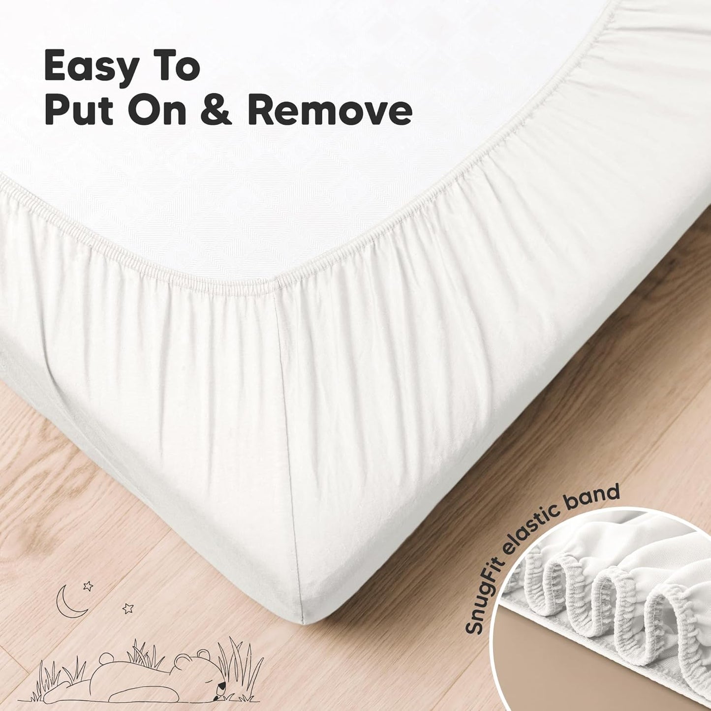 KeaBabies 2-Pack Organic Crib Sheets for Boys, Girls - 52x28 Fitted Crib Mattress Sheet Neutral, Breathable Jersey Cotton Cover for Baby Bed, Toddler Mattress, Soft & Cute Prints (Soft White)