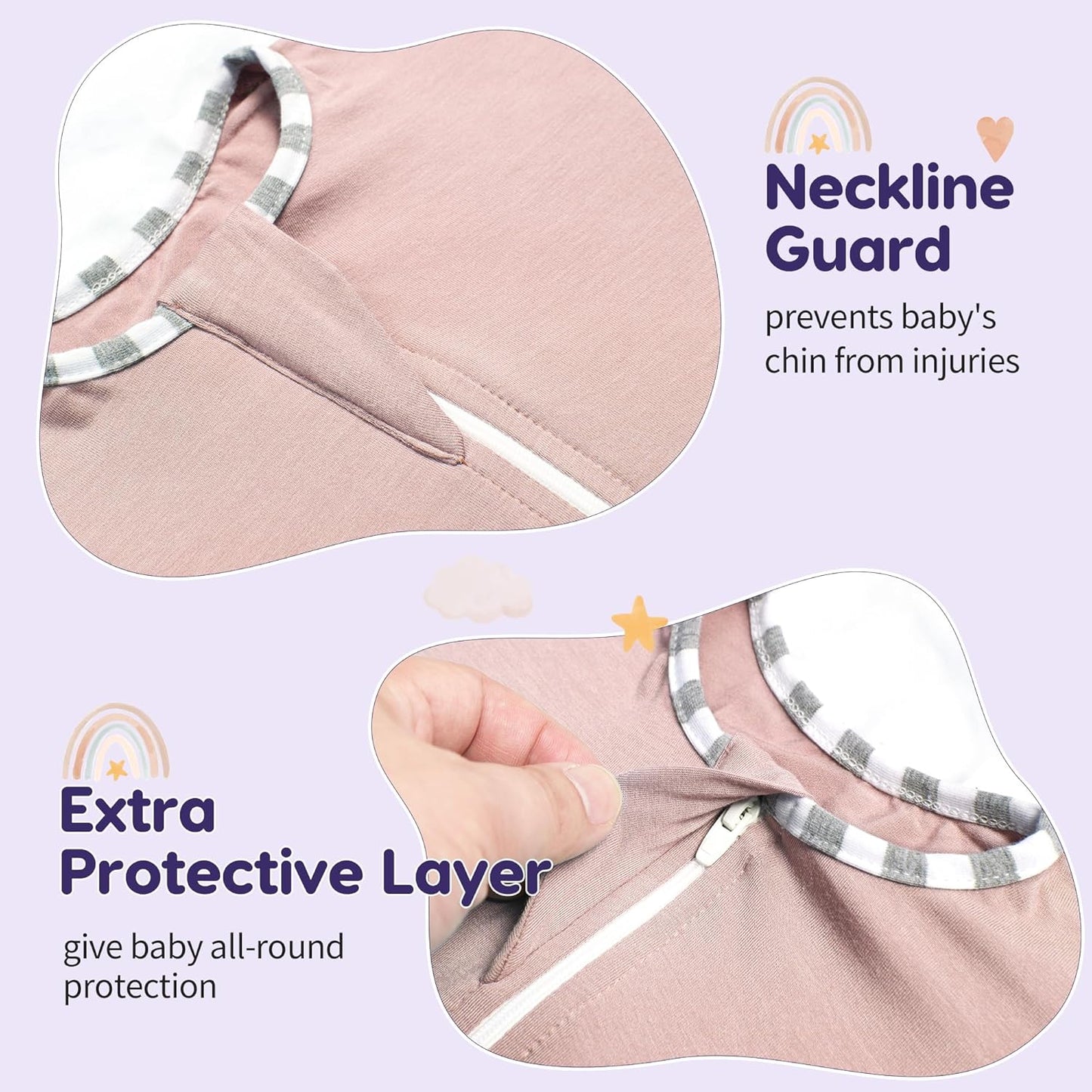 PuppyPaws Baby Sleep Sack 2-Pack Set, Transitional Swaddle, Sleep Sack 9-15 Months, Wearable Blanket Baby with 2-Way Zipper Summer, 95% Rayon derived from Bamboo, 5% Spandex