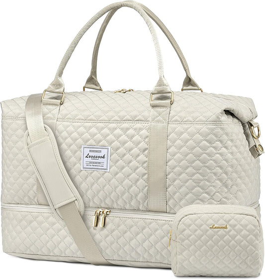 LOVEVOOK Travel Duffle Bag,Weekender Bags for Women with Shoe Compartment，Carry on Overnight Bag with Toiletry Bag,Gym Duffel Bag with Wet Pocket, Hospital Bags for Labor and Delivery