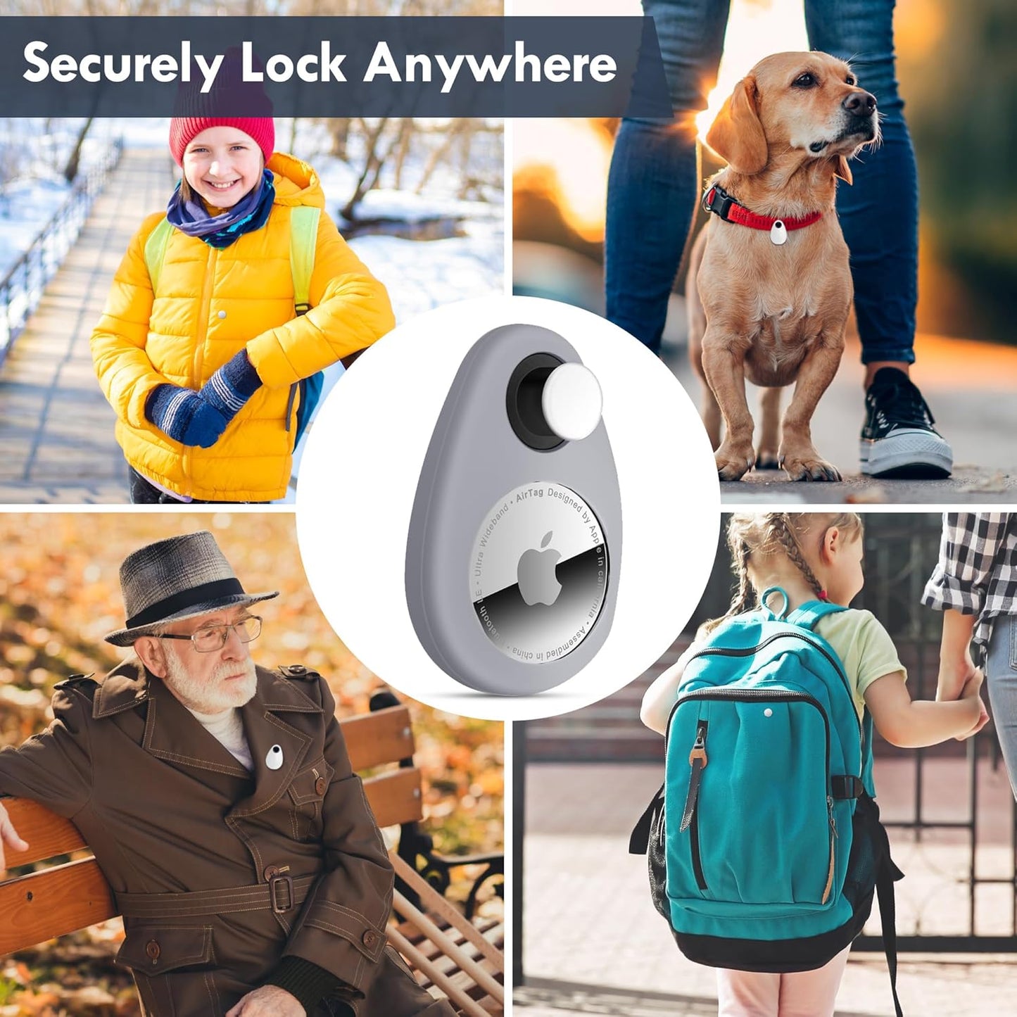 Airtag Holder for Kids Hidden 2 Pack Upgraded GPS Tracker Case, Anti-Removal Airtag Silicone Case with Safety Pins, Avoid Airtag Loss, Suitable for Children, Elderly, Pets, Backpack, Luggage