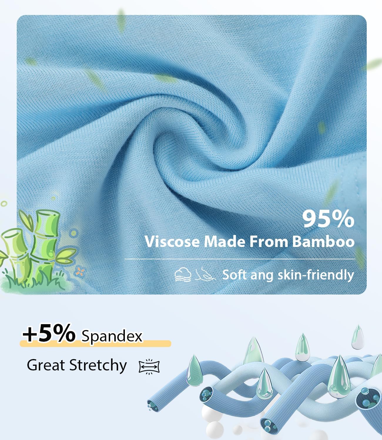 BAMBOO COOL Girls Underwear Kids Soft Skin-friendly Panties Breathable Lightweight Briefs For Teens 6-14 Years 6 Pack