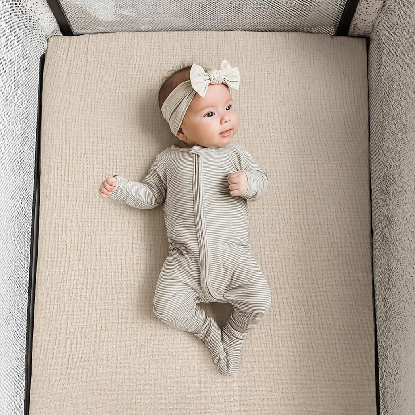 lulumoon Pack and Play Sheets Muslin: Cotton Fitted Sheets for Graco Pack N Play - Soft Playard Sheets for Boys and Girls 2Pack