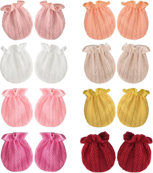 BQUBO Newborn Infant Toddler Mittens No Scratch Cotton Elastic Wrist Gloves Hypoallergenic for 0-6 Months Baby Boys Girls