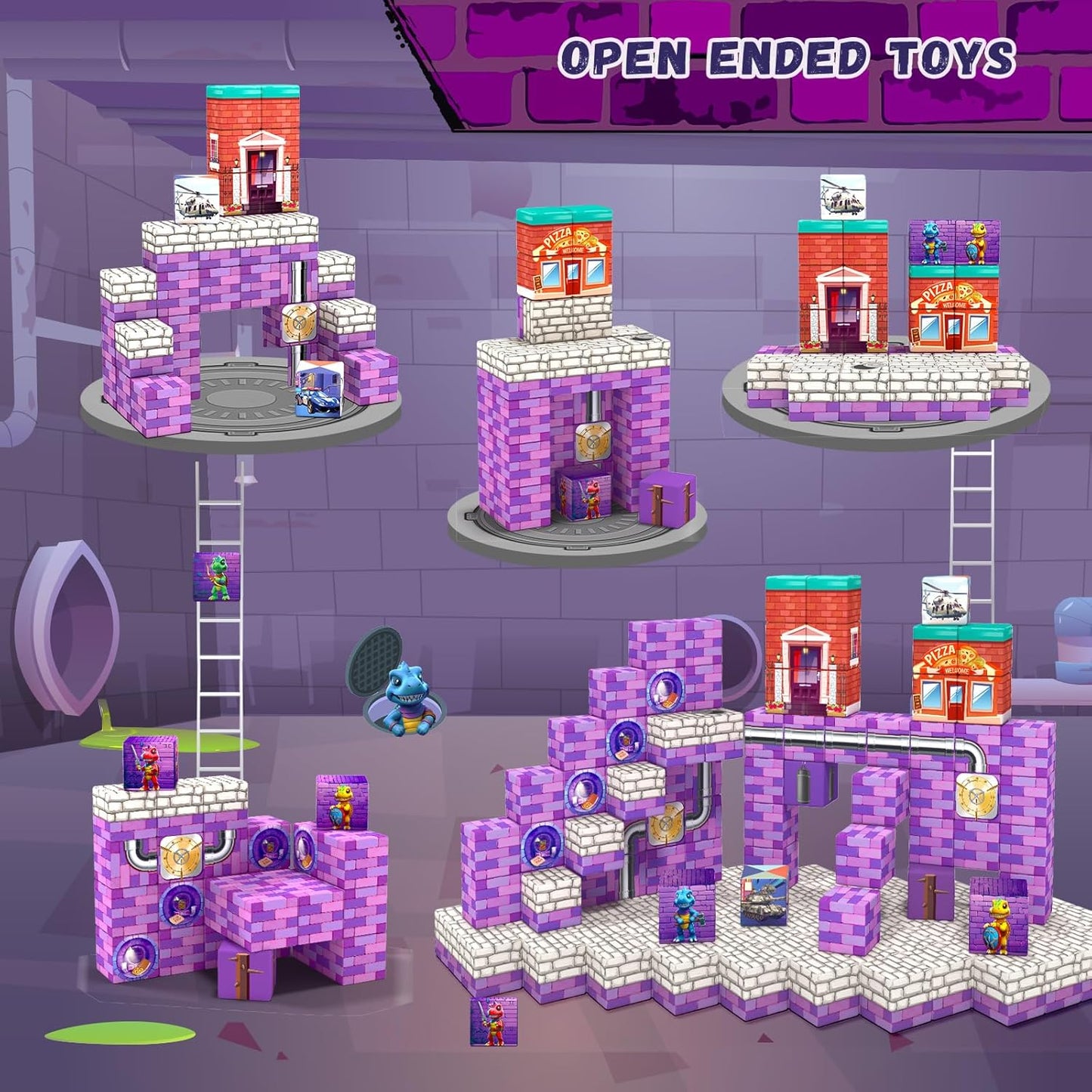 Magnetic Blocks,Building Toys for Kids, Dinosaur Adventure Magnet Building Cubes, Sensory Montessori Toys for 3+ Year Old Boys & Girls, Ideal Gifts for Ages 5-7 8-13, with ASMR Sounds and Clicking