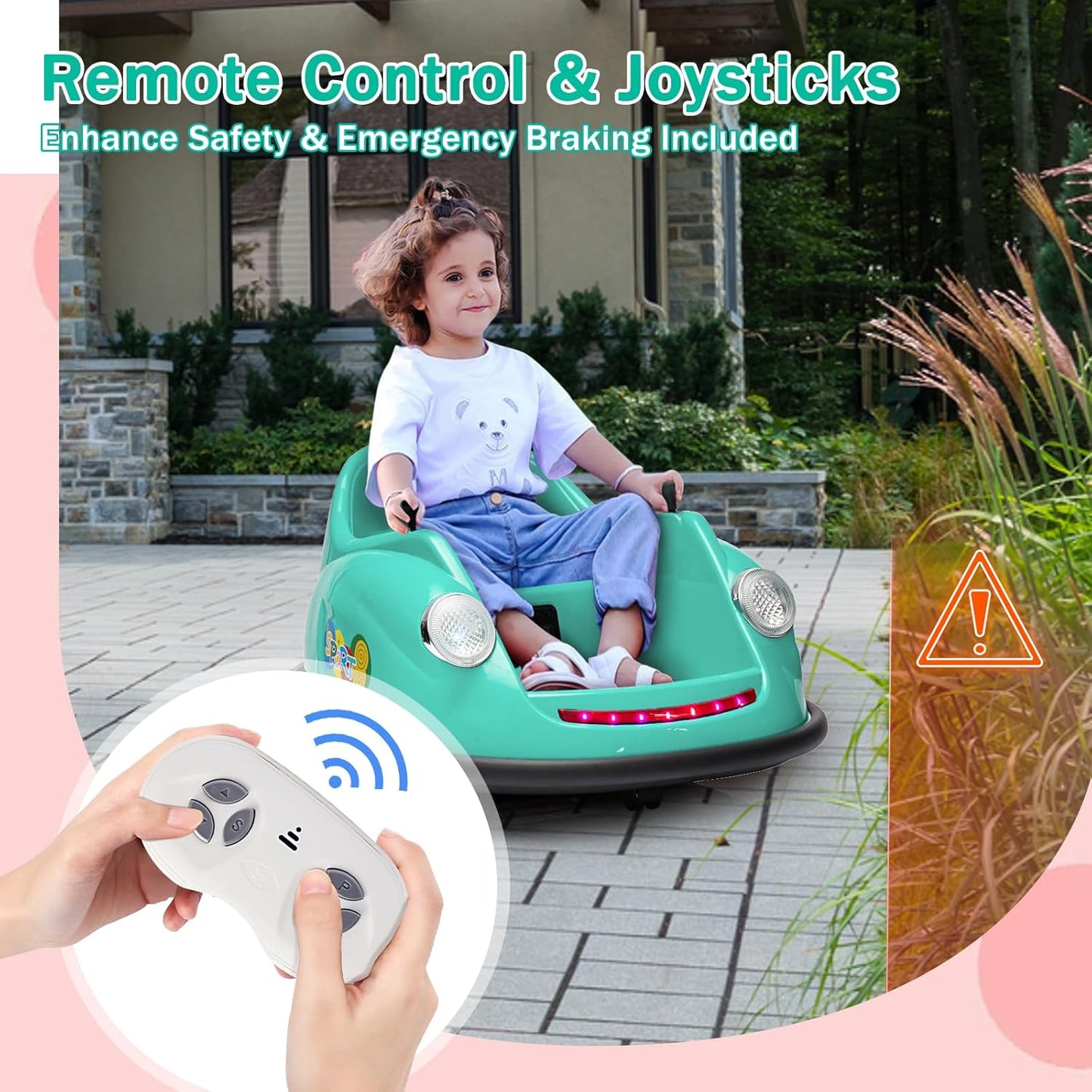 12V Bumper Car for Toddlers, Electric Toy Ride on Battery Car with Kids W/Parent Remote Control, 2-Speed, 360 Degree Spin, Music & LED Lights for Kids, Green